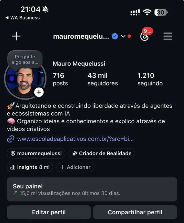 Hoje: 15,6 milhões de visualizações em 30 dias.